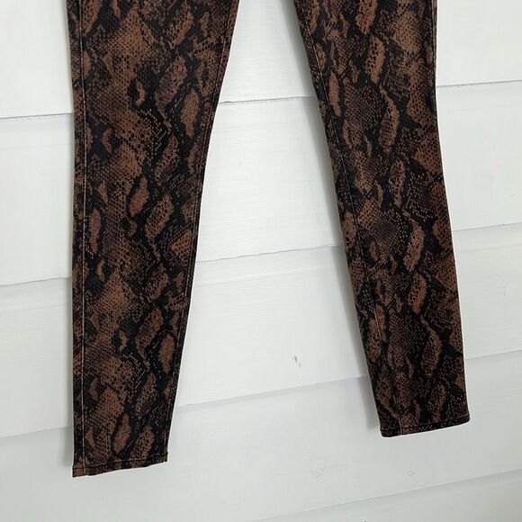 NWOT Paige Wax Coated Brown Snakeskin Print Hoxton Ultra Skinny Jeans Size 29 - Picture 6 of 13